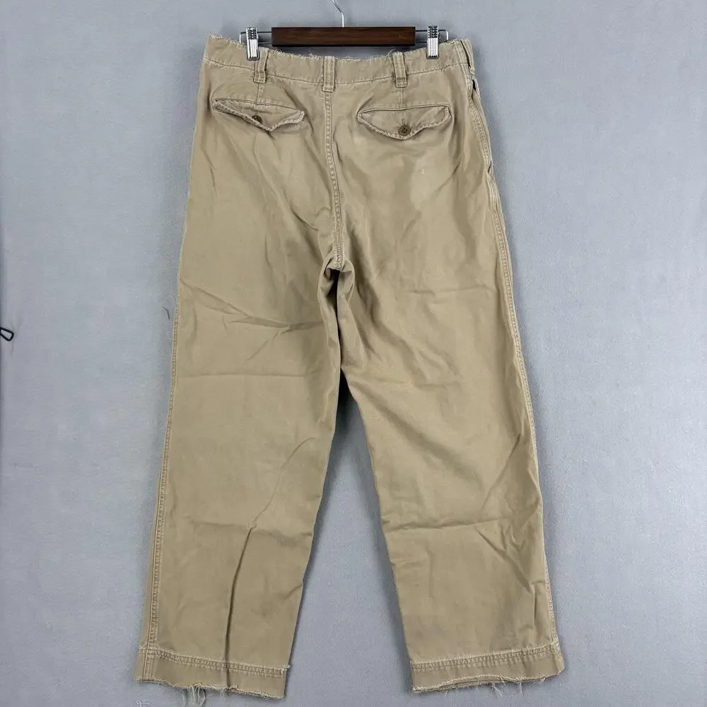 Vintage Abercrombie Fitch Pants Mens 32x27 Beige Canvas Relaxed Straight Chino